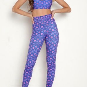 Beach Riot Blue and Pink Floral Leggings
